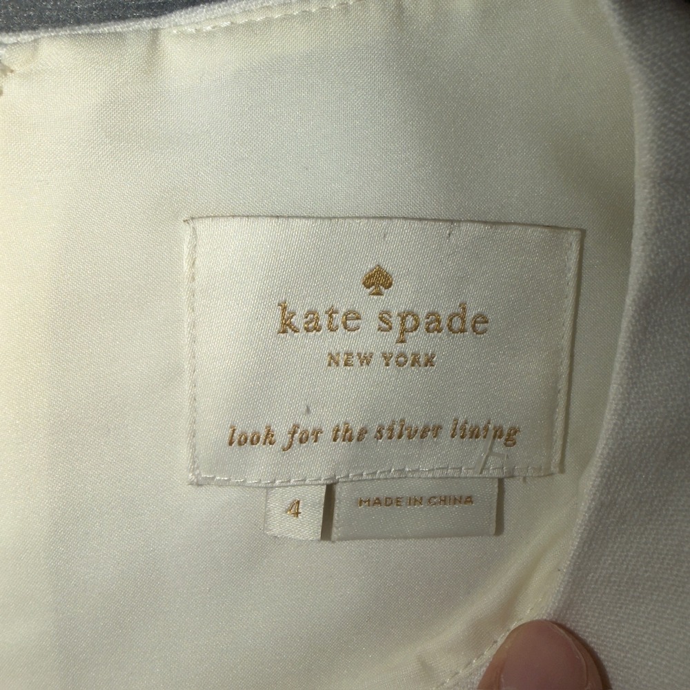 Kate Spade Black Cream Colorblock Long Sleeve Fit Flare Pocket Dress Size 4 - Picture 2 of 11